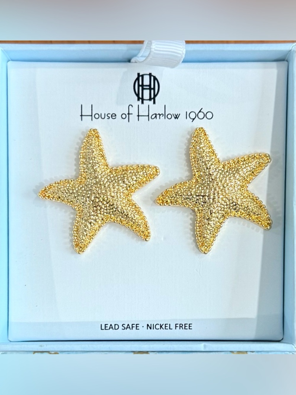 House of Harlow 1960 Gold Tone Starfish Studded Earrings